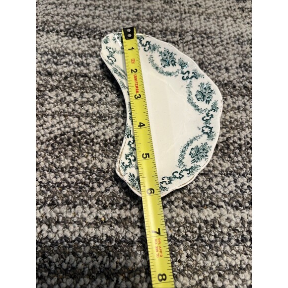 Vintage Set of 4 Crescent Plates Green & White By Royal Louise England Made - Picture 7 of 8